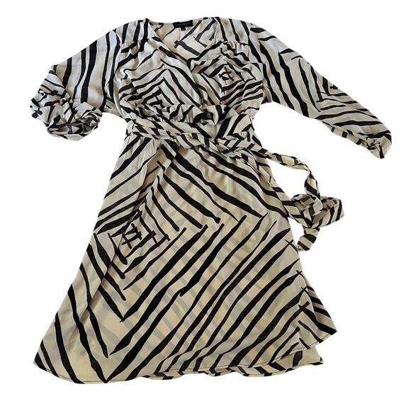 Lane Bryant White Black Stripe Belted A Line Dress Plus Sz 20 Work Office Career - Picture 1 of 8